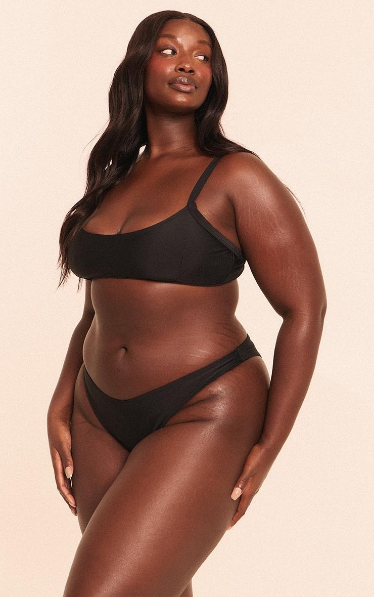 Plus Black Boomerang Tanga Bikini Bottoms Product Image
