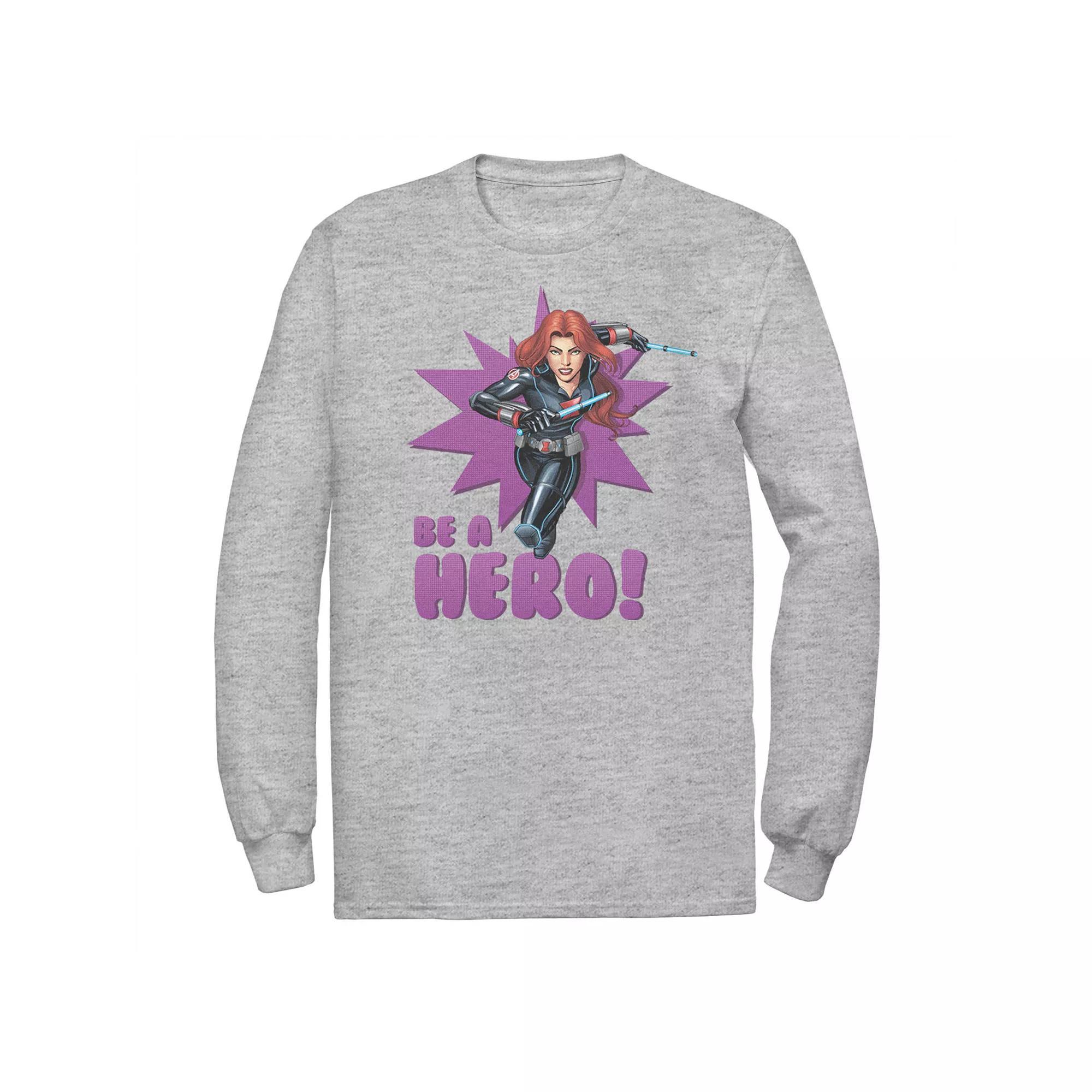 Men's Marvel Black Widow Avengers Assemble BE A HERO! Tee, Size: 3XL, Athletic Grey Product Image