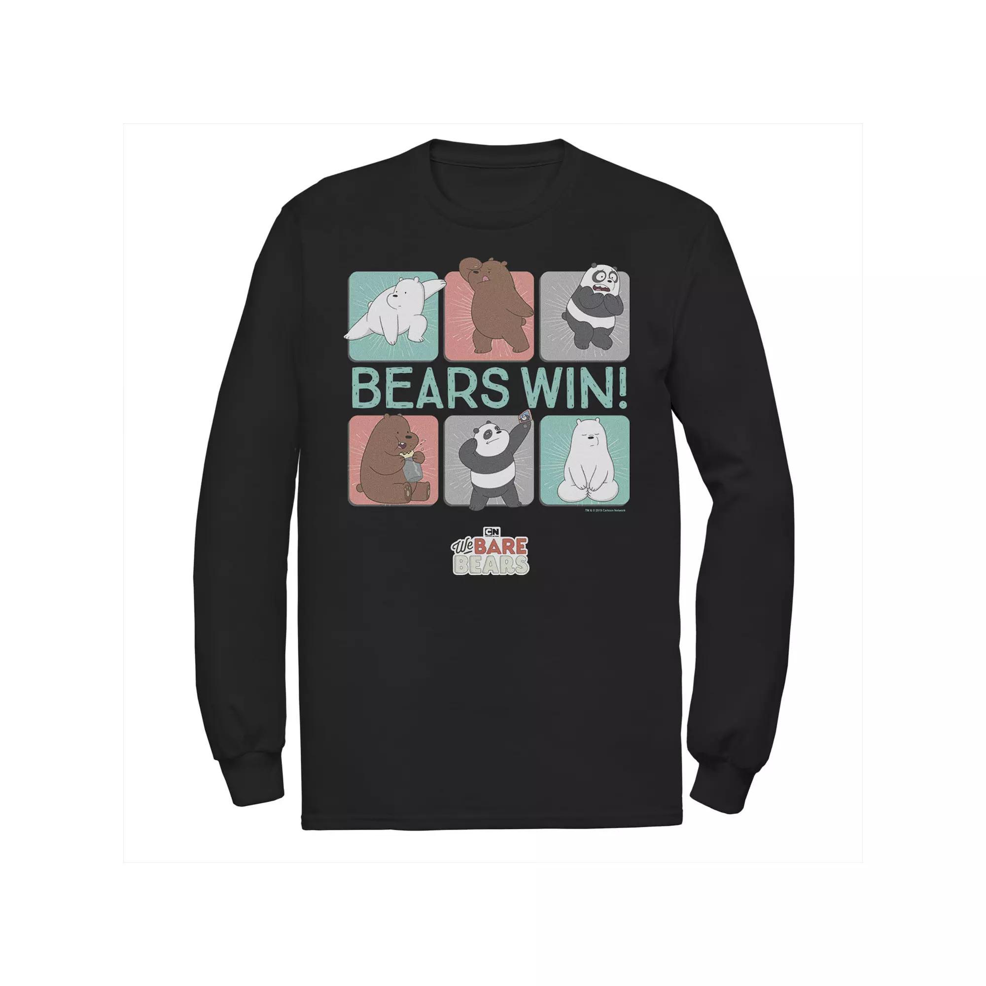 Men's We Bare Bears Bears Win Character Panels Tee, Size: Small, Black Product Image