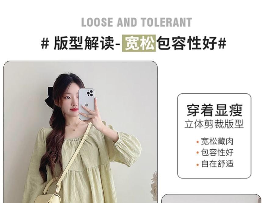 Maternity Puff-Sleeve Plain Blouse Product Image