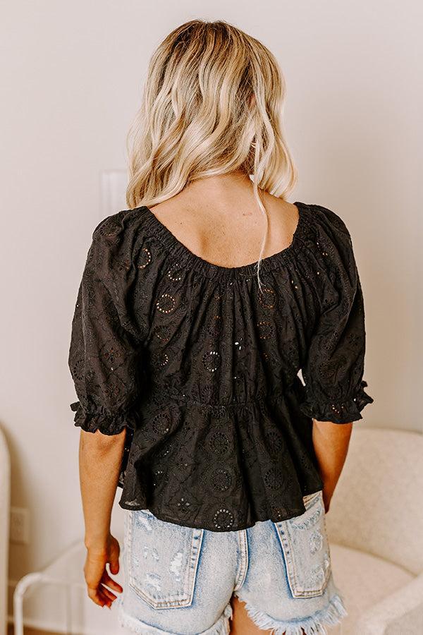 The Next Chapter Eyelet Top In Black Product Image