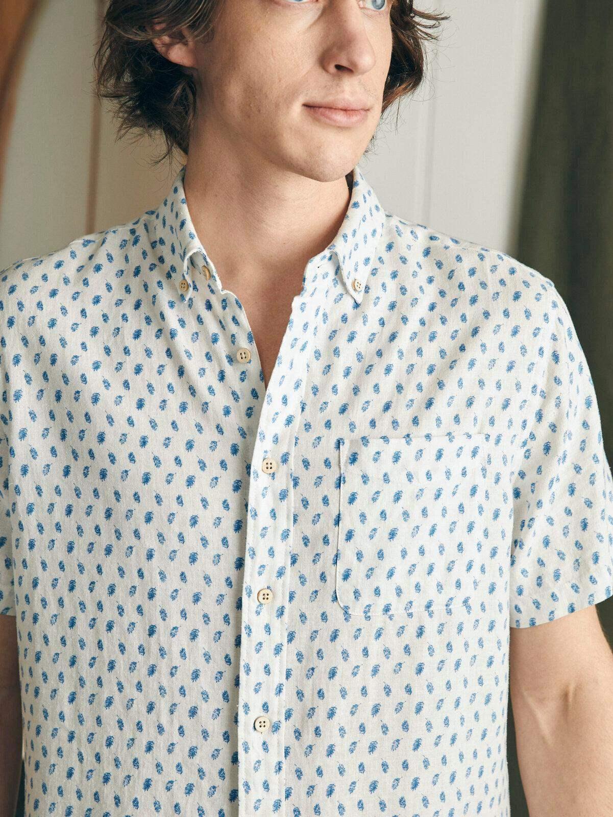 Short-Sleeve Breeze Shirt - Blue Palm Foliage Male Product Image