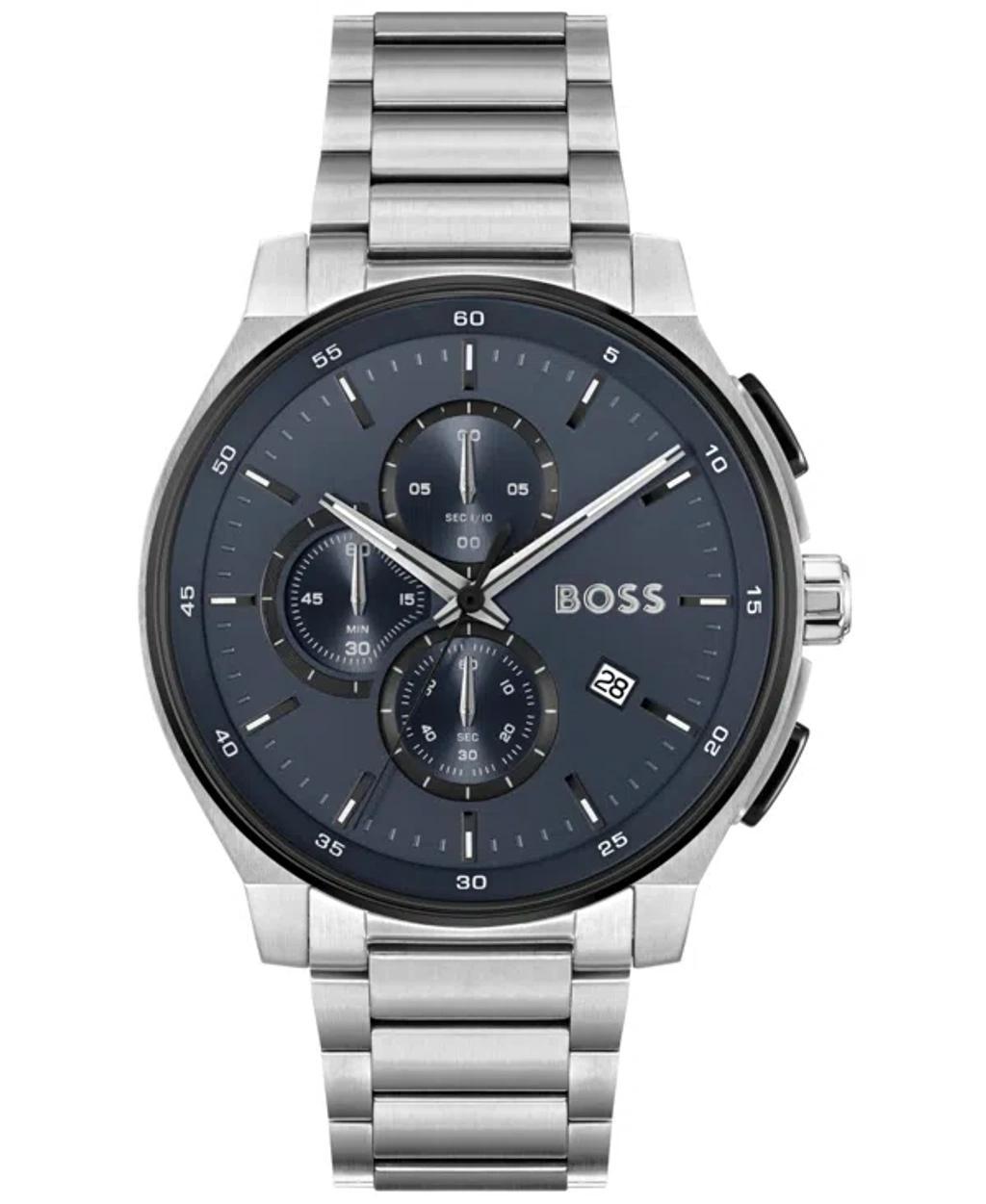 Hugo Boss Mens Peak 2.0 Quartz Chronograph Stainless Steel Navy Blue Dial Bracelet Watch Product Image