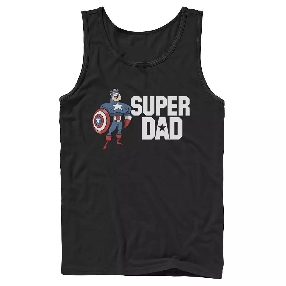 Men's Marvel Father's Day Captain America Super Dad Portrait Tank Top, Size: Large, Black Product Image