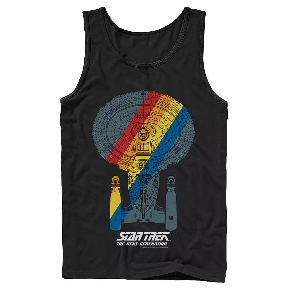 Men's Star Trek Next Generation Retro Rainbow Ship Tank Top, Size: Large, Black Product Image