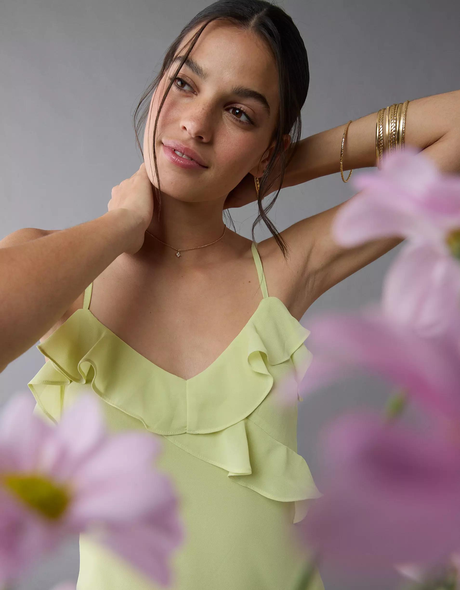 AE Ruffle Maxi Slip Dress Product Image