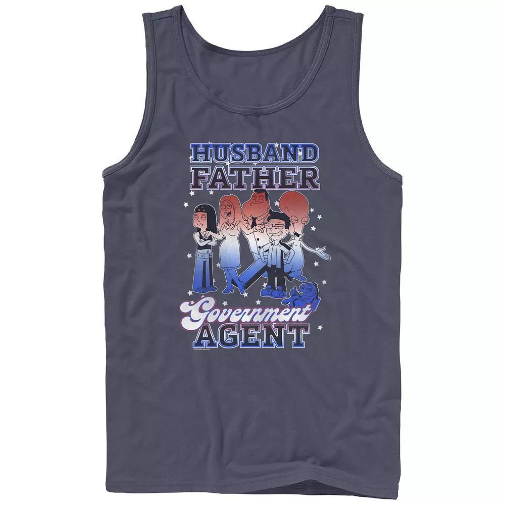 Men's American Dad Husband Father Government Agent Graphic Tank, Size: Small, Blue Product Image