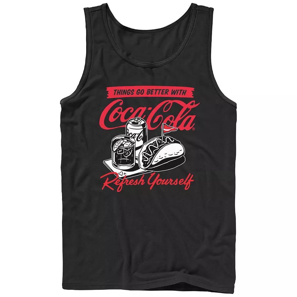 Men's Coca-Coca Things Go Better With Graphic Tank Top, Size: Large, Black Product Image