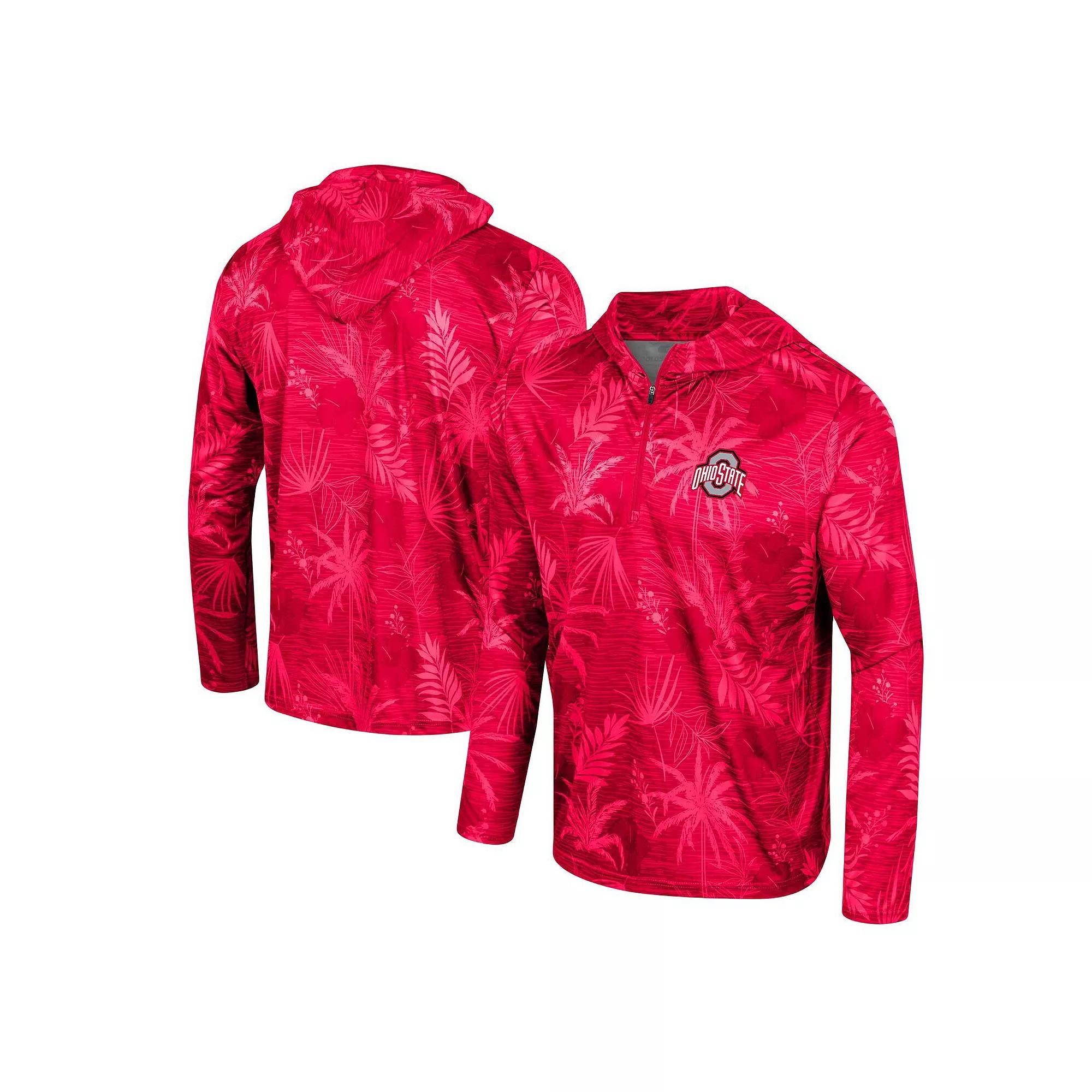 Men's Colosseum Green Michigan State Spartans Palms Printed Lightweight Quarter-Zip Hooded Top, Size: XL Product Image