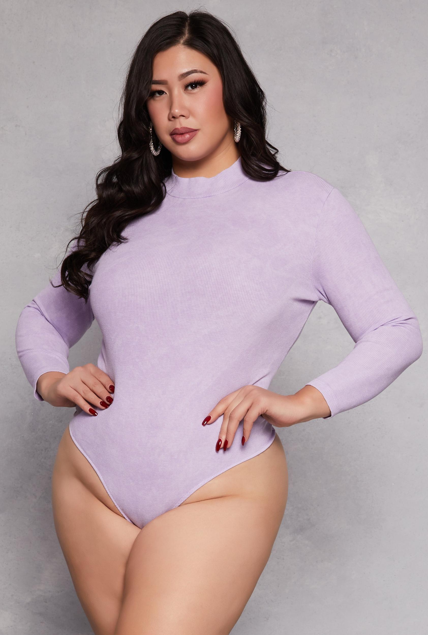Womens Plus Size Acid Wash Bodysuit Product Image