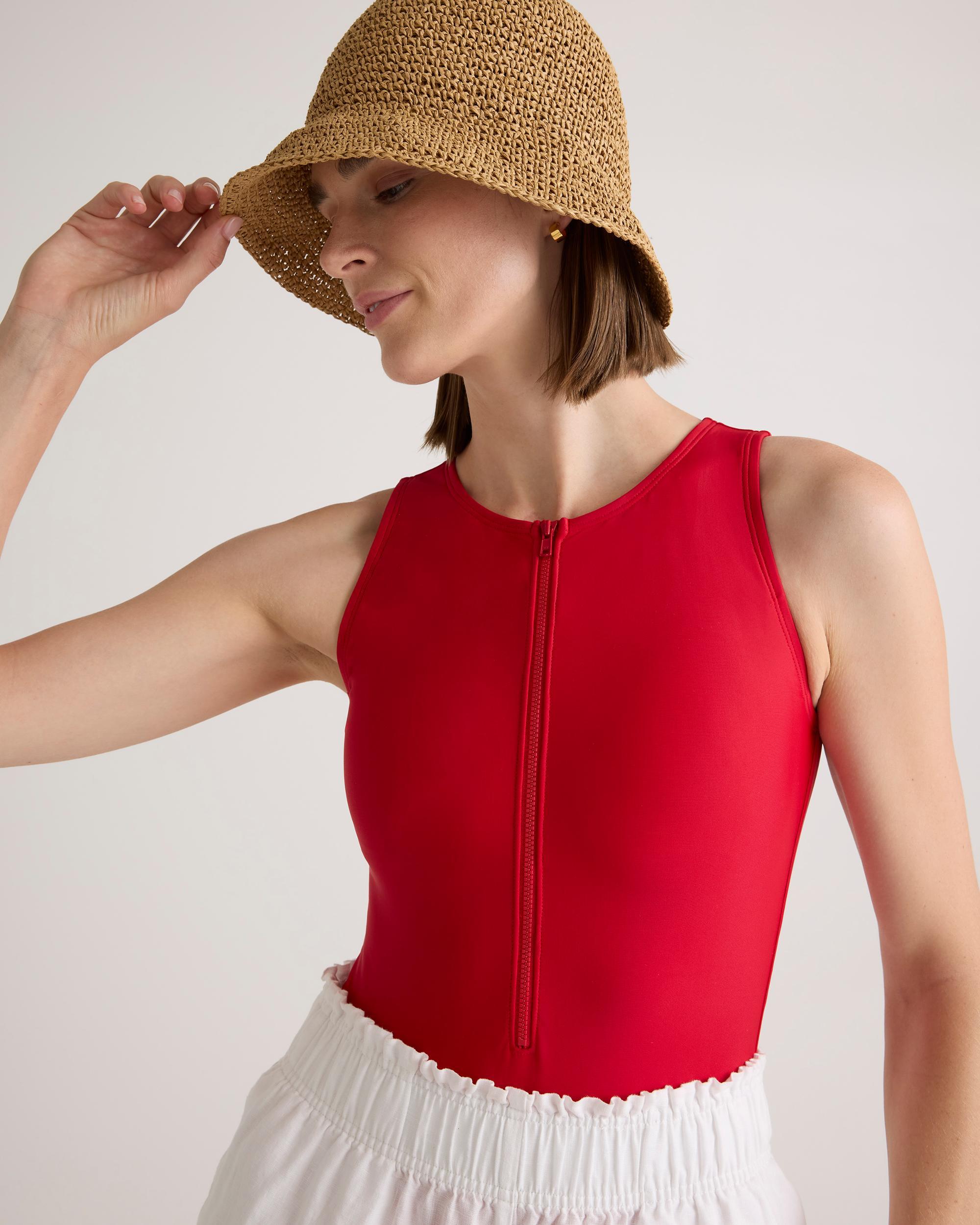Quince | Women's Italian Zip-Front One-Piece Swimsuit Size XL, 78% Recycled Polyamide, 22% Spandex Product Image