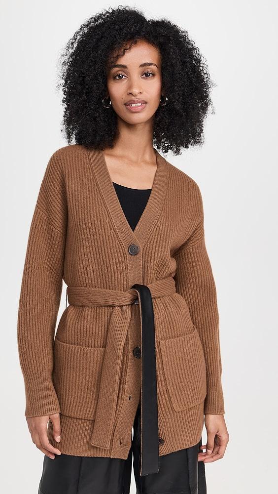 Vince Leather Belt Ribbed Cardigan | Shopbop Product Image
