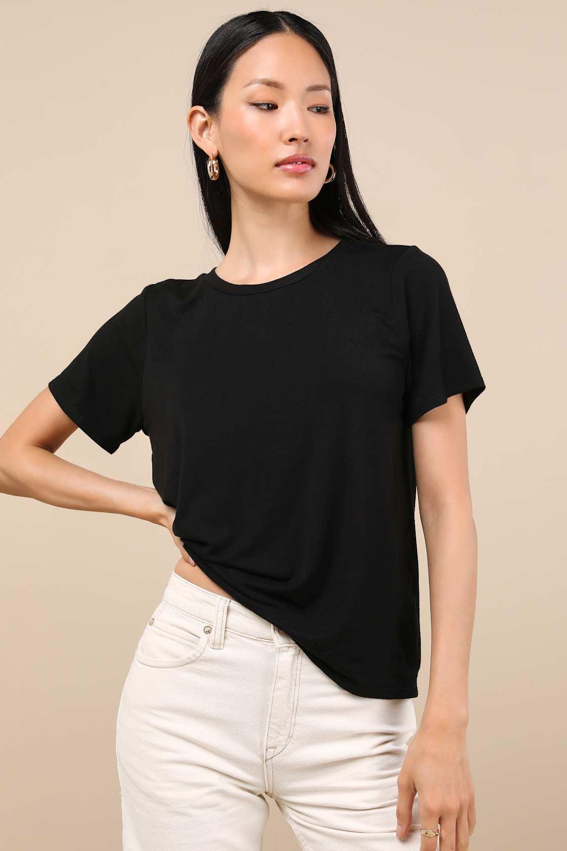 Skyra Black Crew Neck Tee Product Image