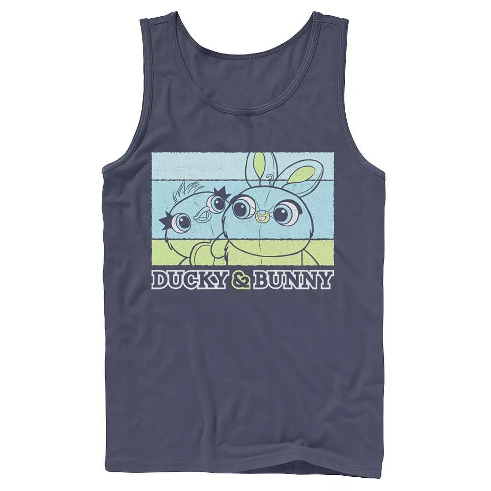 Men's Disney / Pixar Toy Story 4 Ducky & Bunny Retro Tank Top, Size: Small, Blue Product Image