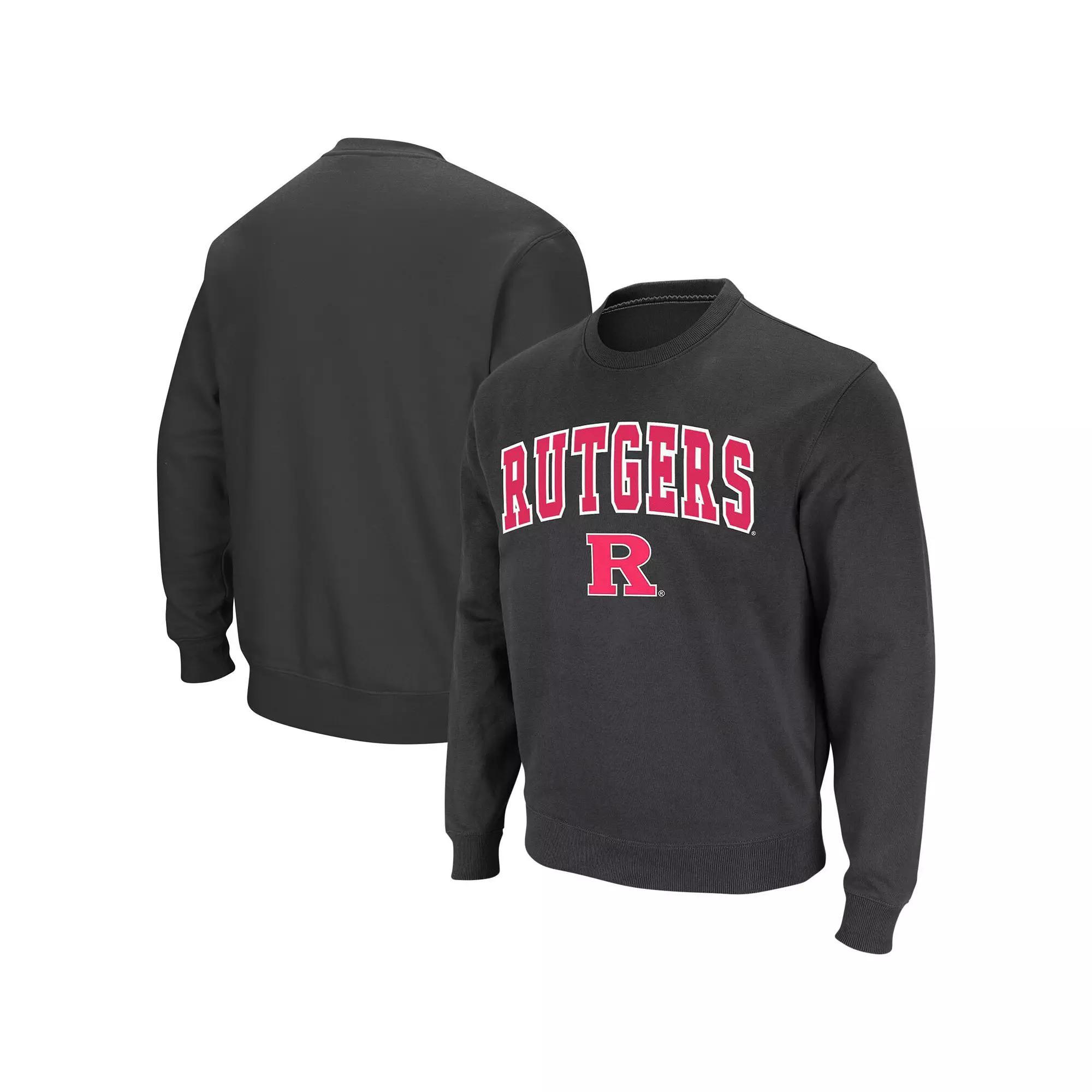 Men's Colosseum Charcoal Rutgers Scarlet Knights Arch & Logo Crew Neck Sweatshirt, Size: Large Product Image