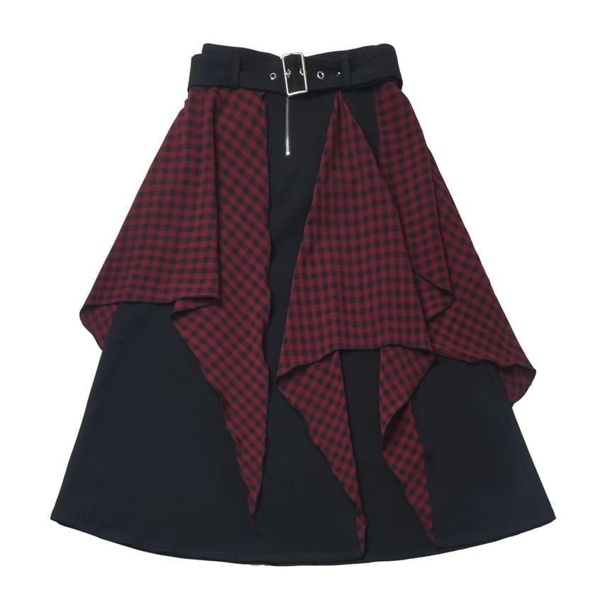 Long Sleeve Striped Applique Hood Asymmetrical Top with Necktie Product Image