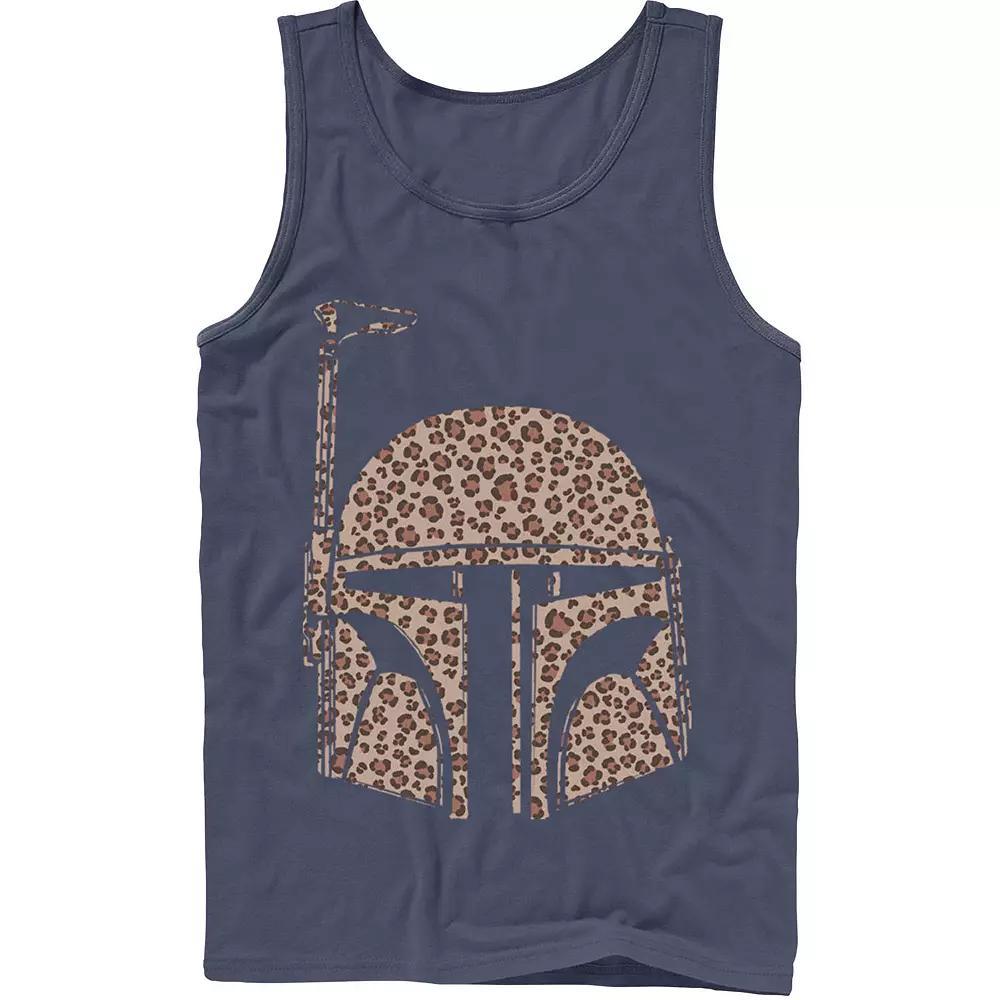 Men's Star Wars Boba Fett Helmet Cheetah Print Fill Tank Top, Size: XL, Black Product Image