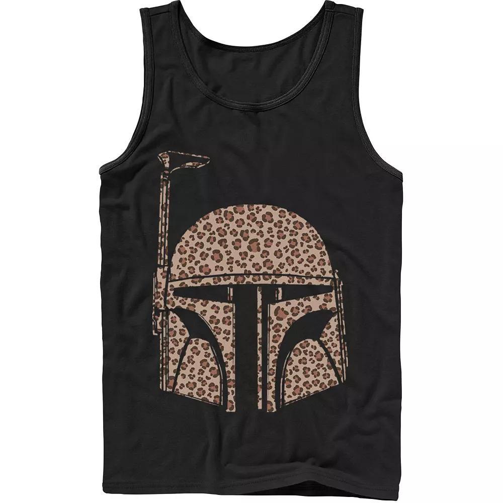 Men's Star Wars Boba Fett Helmet Cheetah Print Fill Tank Top, Size: XL, Black Product Image