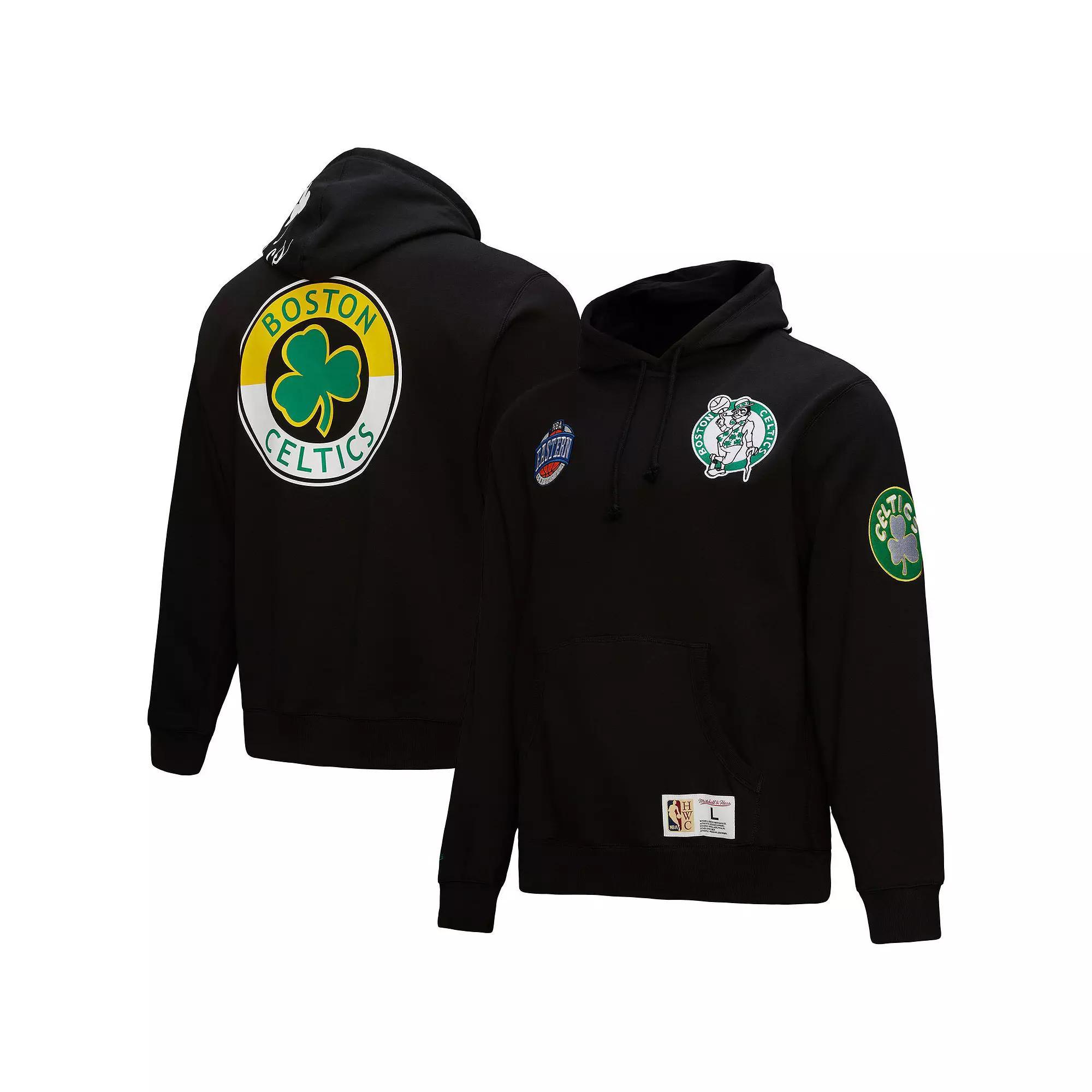 Men's Mitchell & Ness  Black Boston Celtics Hardwood Classics Blackout Collection Pullover Hoodie, Size: Large Product Image