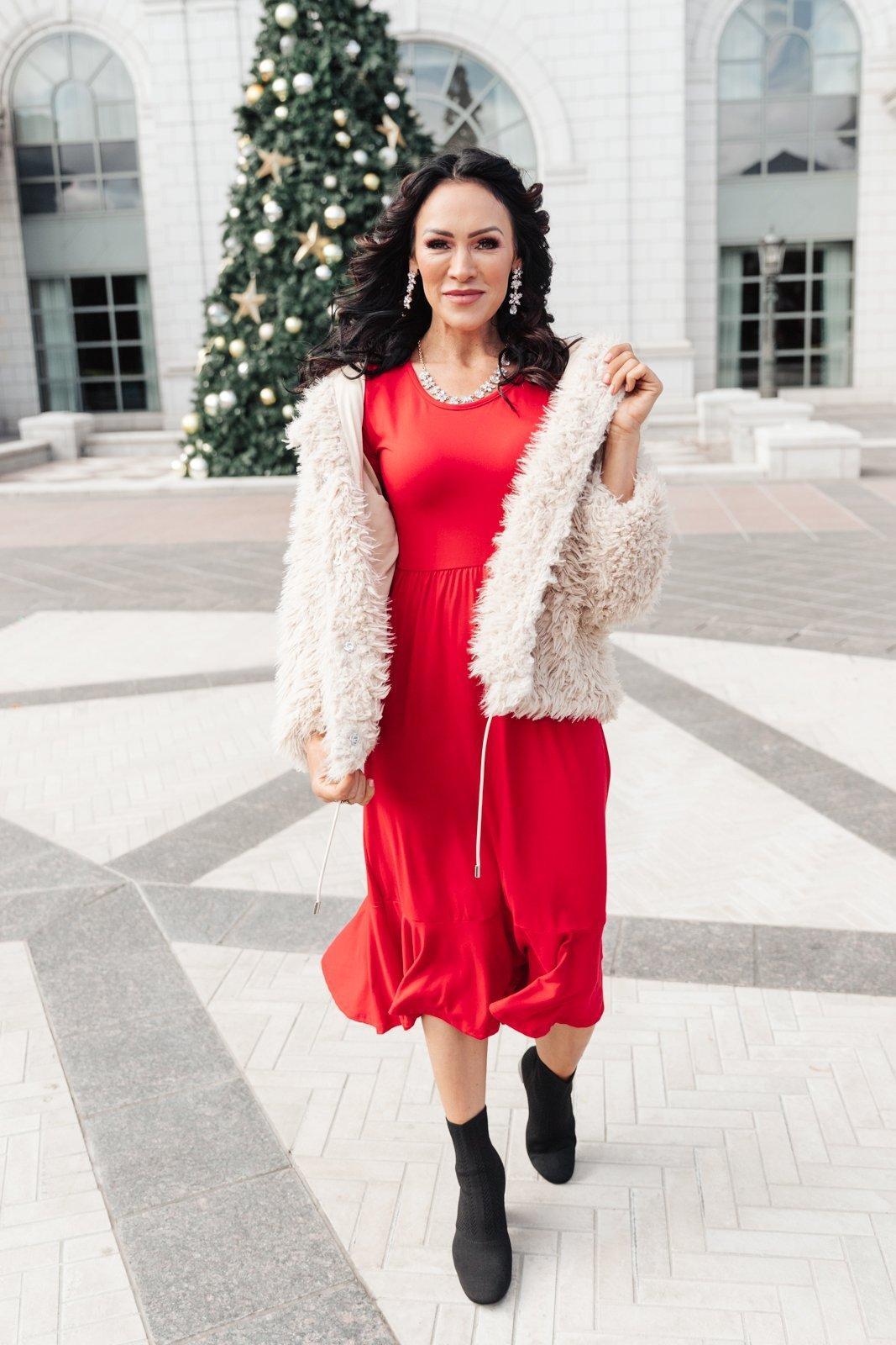 Cloudy Skies Dress in Crimson (Online Exclusive) Product Image