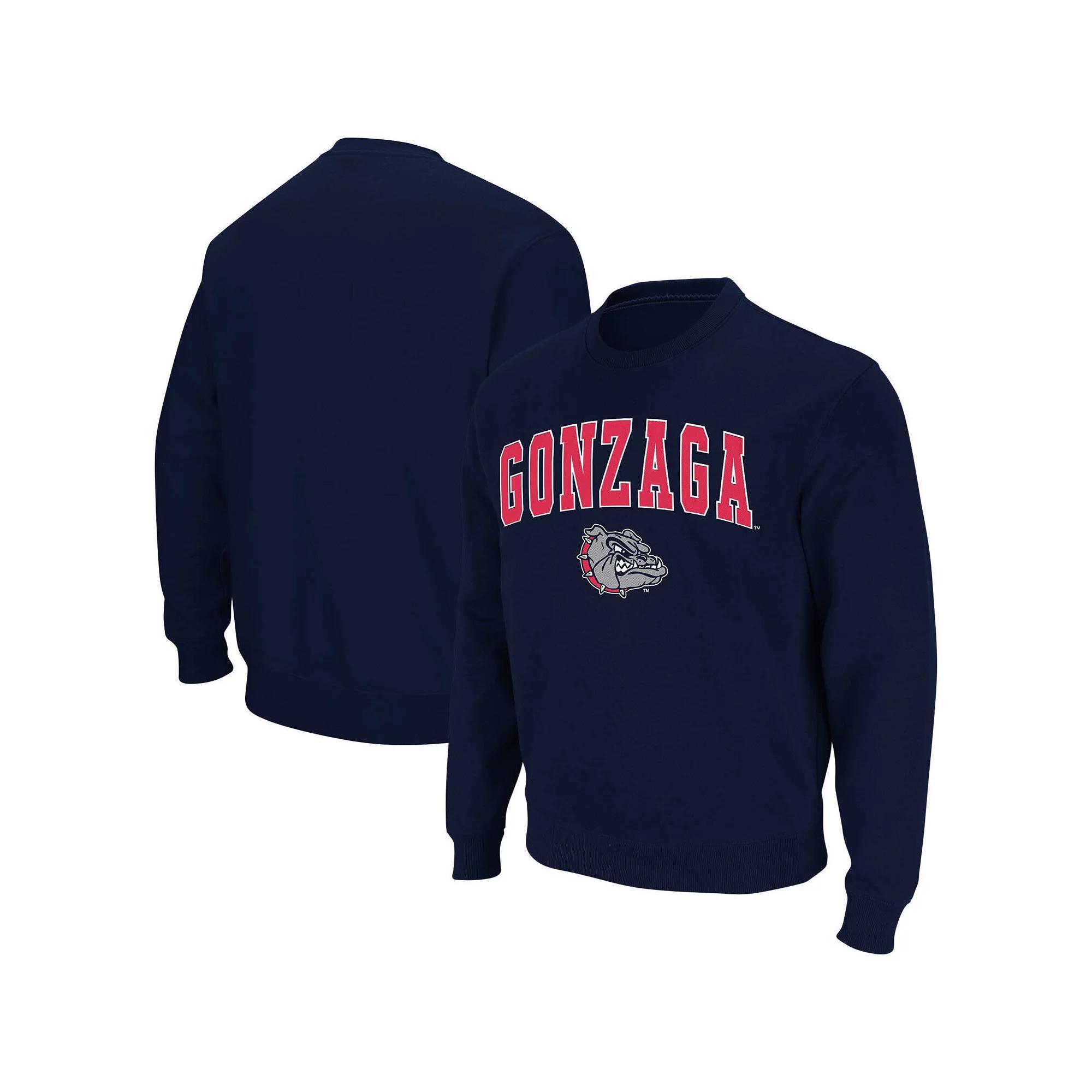 Men's Colosseum Navy Gonzaga Bulldogs Arch & Logo Crew Neck Sweatshirt, Size: Large, Zag Blue Product Image