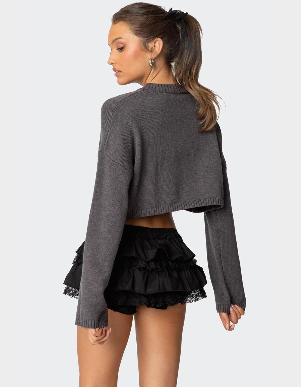 EDIKTED Knit Bow Cropped Sweater Product Image