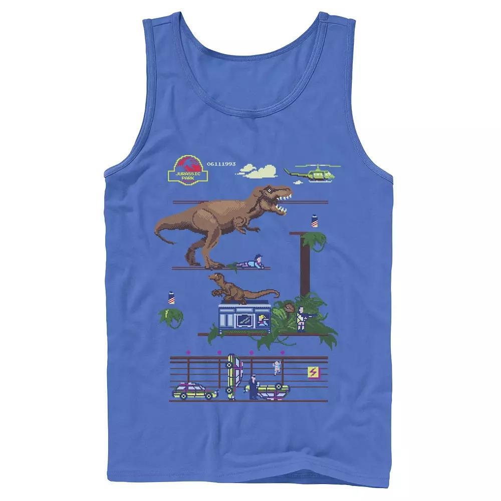 Mens Jurassic Park Digital Video Game Scene Tank Top Grey Product Image