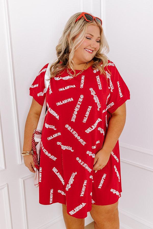 School Spirit Sequin Embroidered Mini Dress in Oklahoma Curves Product Image