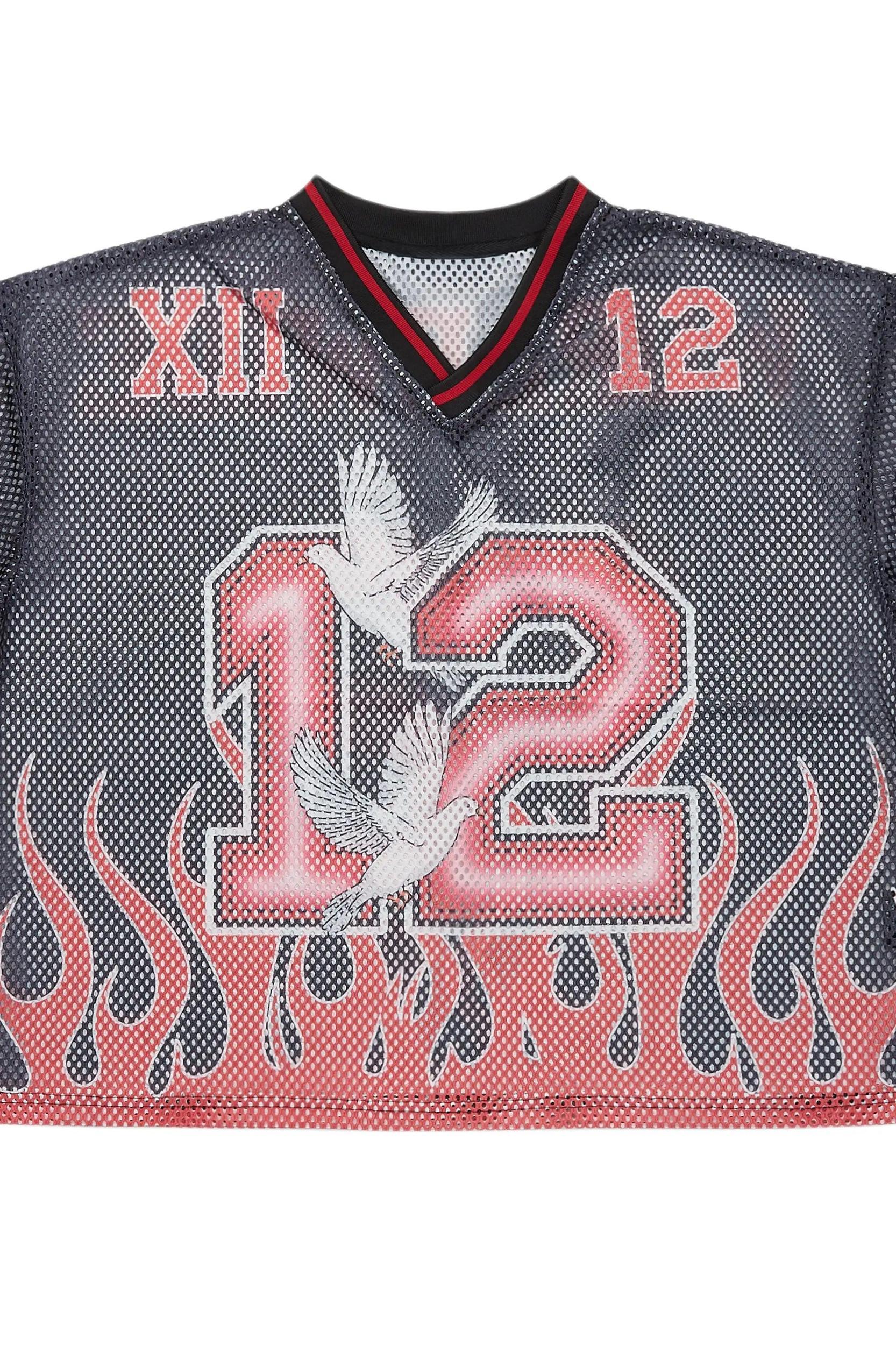 Lukas Black Oversize Graphic Mesh Jersey Male Product Image