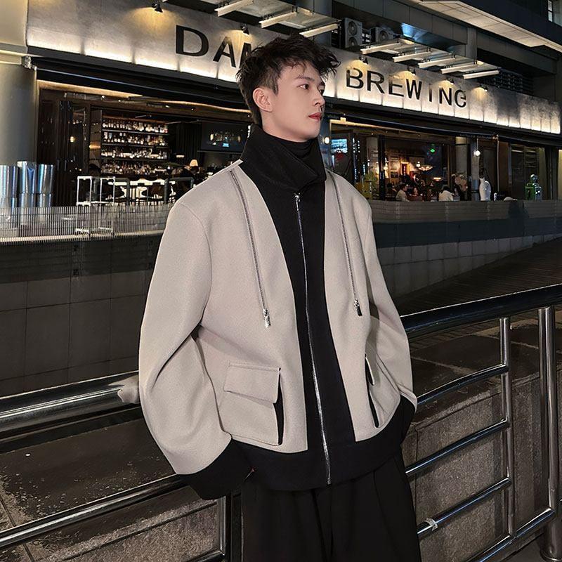 Collared Two Tone Panel Zip Jacket Product Image