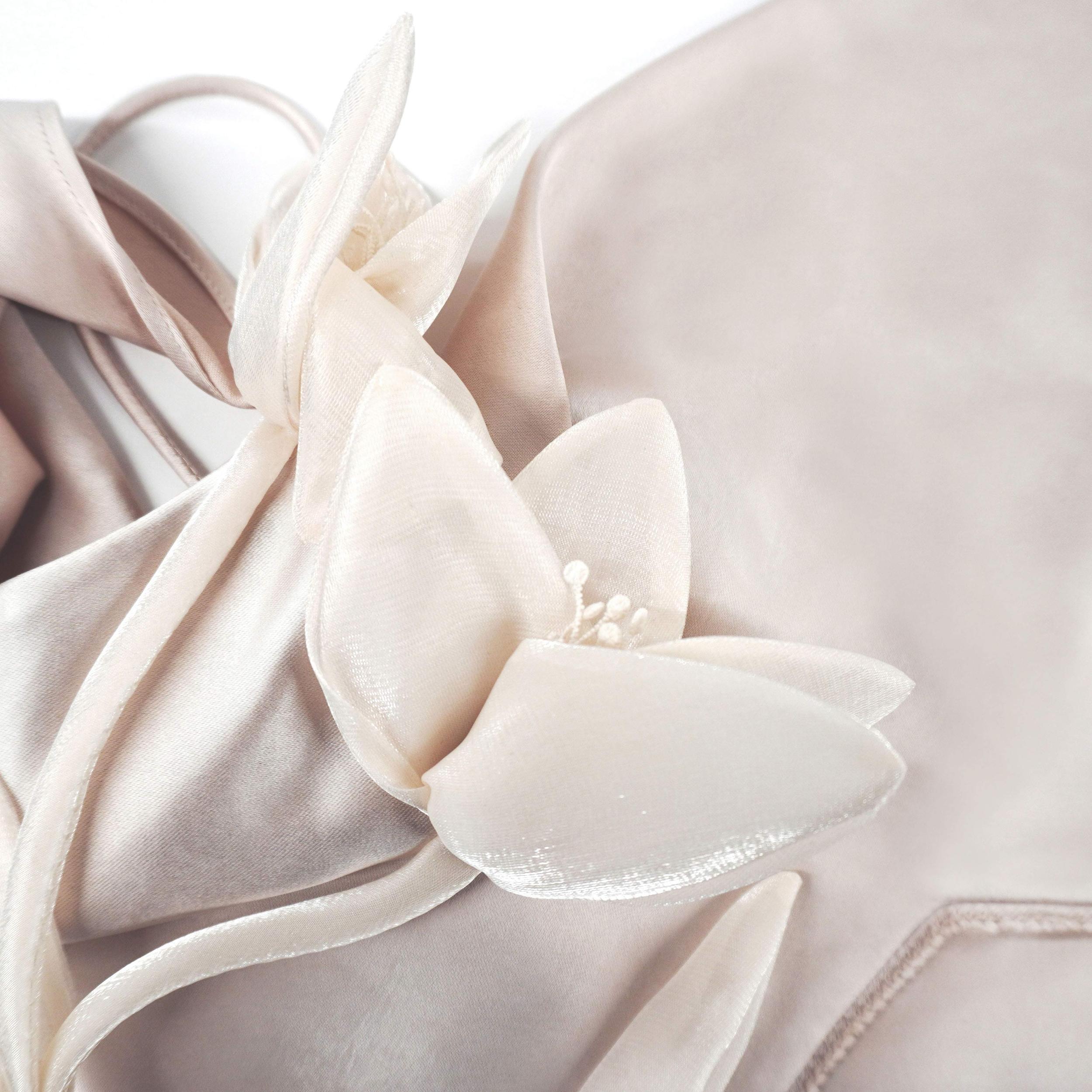 Champagne Flower Satin Mini Dress Product Image