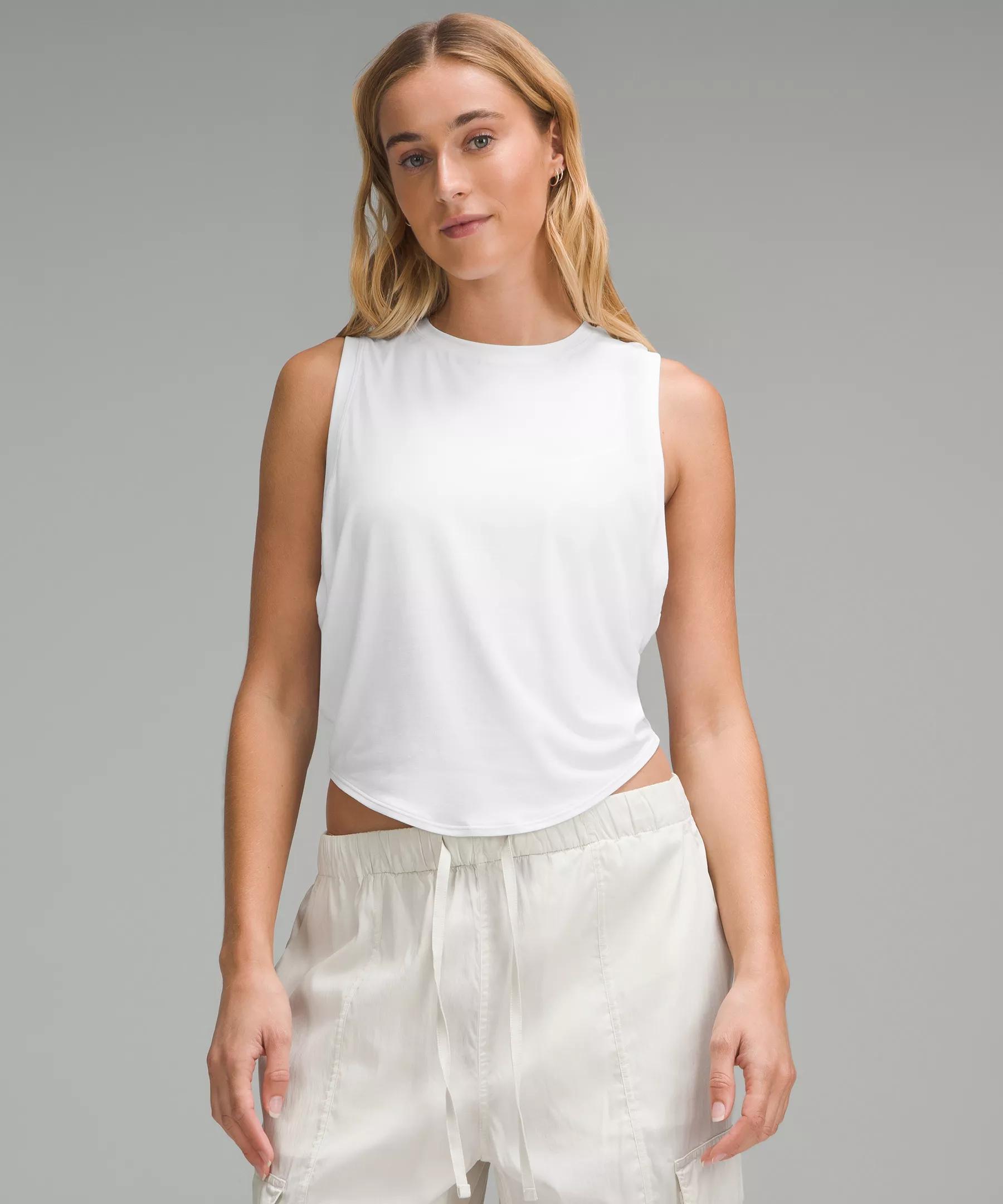 Soft-Knit Crewneck Cropped Tank Top Product Image