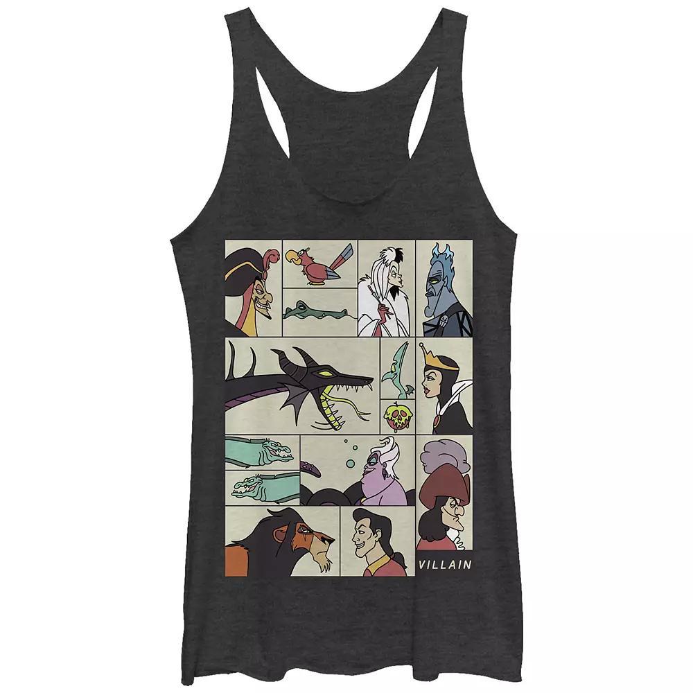 Disney Villains Square Portrait Profiles Juniors' Tri-Blend Racerback Tank Top, Girl's, Size: XS, Black Grey Product Image