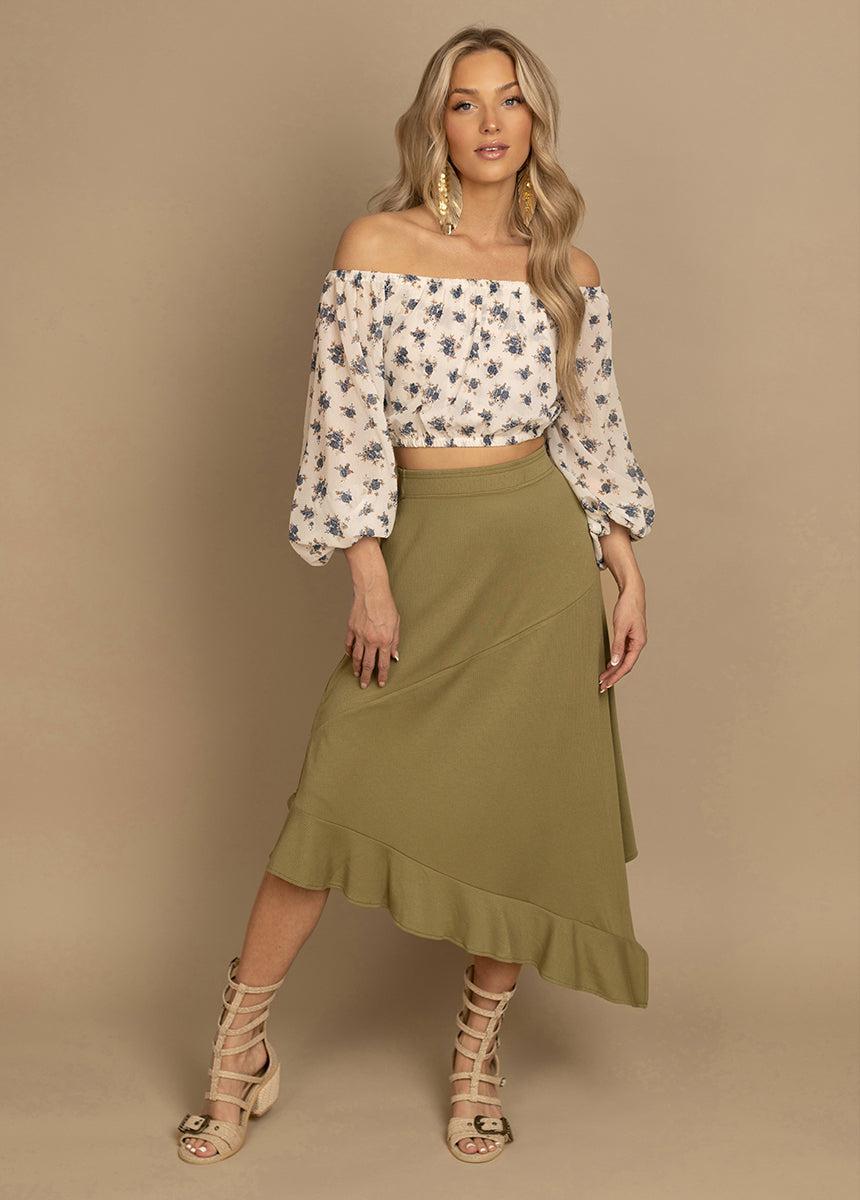 Magali Top in Cream Ditsy Floral Female Product Image