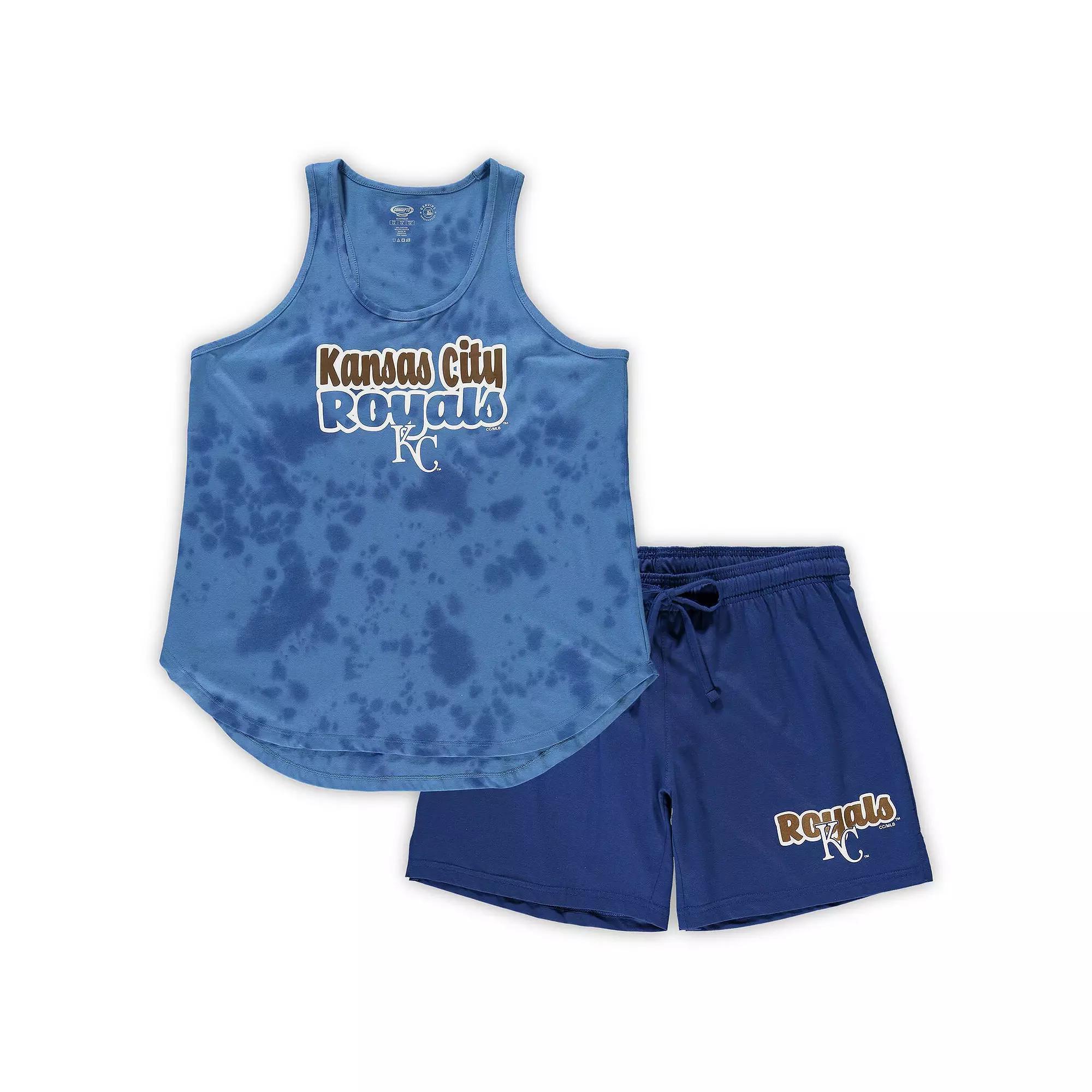 Women's Concepts Sport Royal Kansas City Royals Plus Size Cloud Tank Top & Shorts Sleep Set, Size: 2XL, Blue Product Image