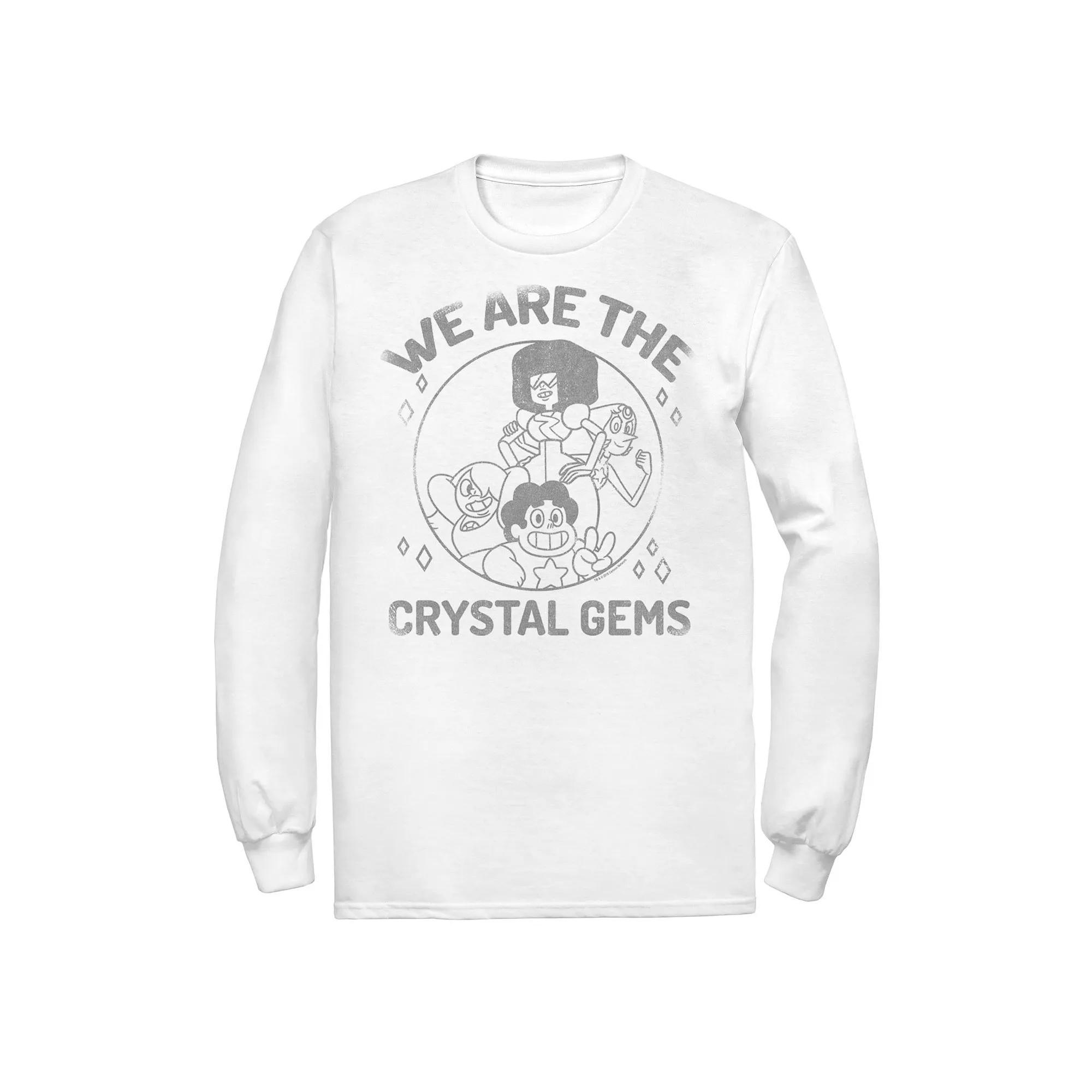 Men's Cartoon Network Steven Universe Crystal Gems Group Shot Long Sleeve Tee, Size: Medium, White Product Image