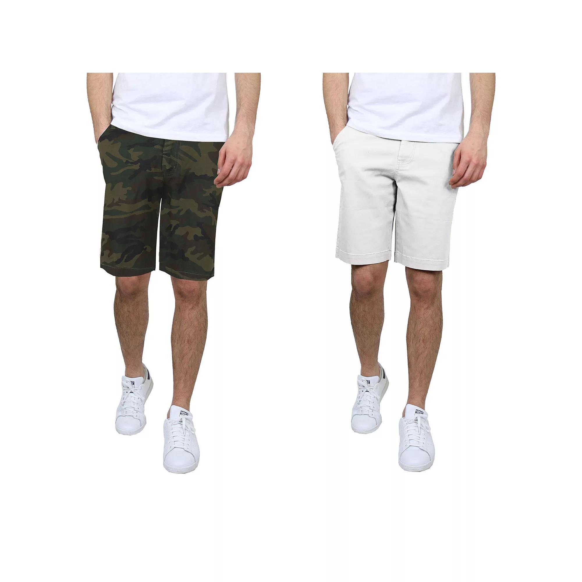 Men's Galaxy 10.5" 5-Pocket Flat-Front Slim-Fit Stretch Chino Shorts 2-Pack, Size: 42, Woodland White Product Image