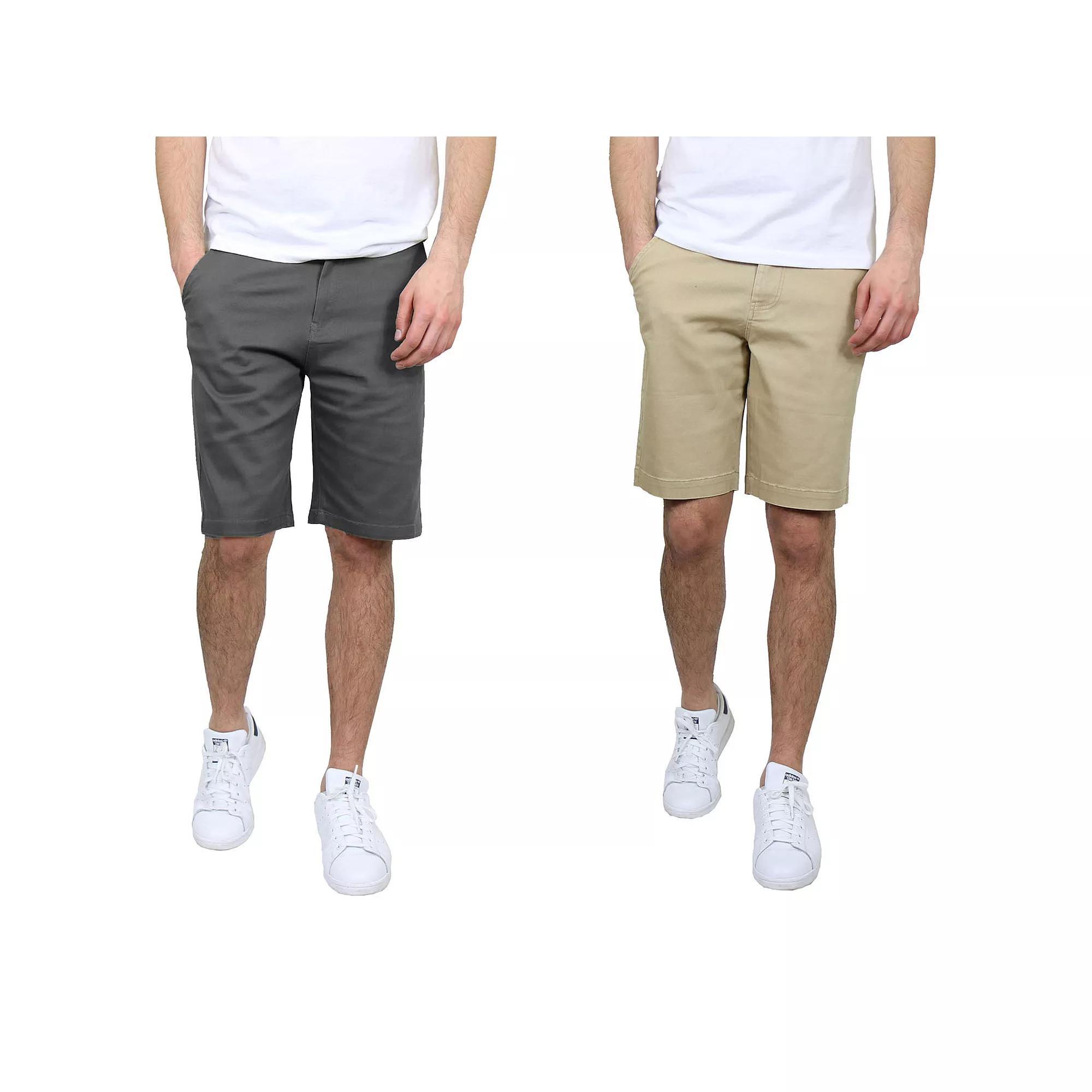 Men's Galaxy 10.5" 5-Pocket Flat-Front Slim-Fit Stretch Chino Shorts 2-Pack, Size: 42, Gray Green Product Image
