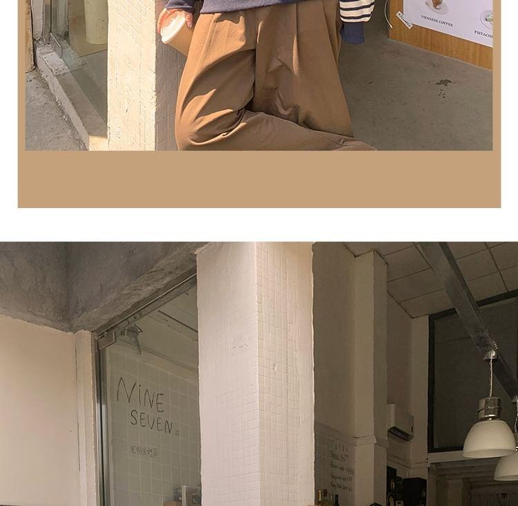 Round Neck Striped Contrast Trim Pullover Product Image