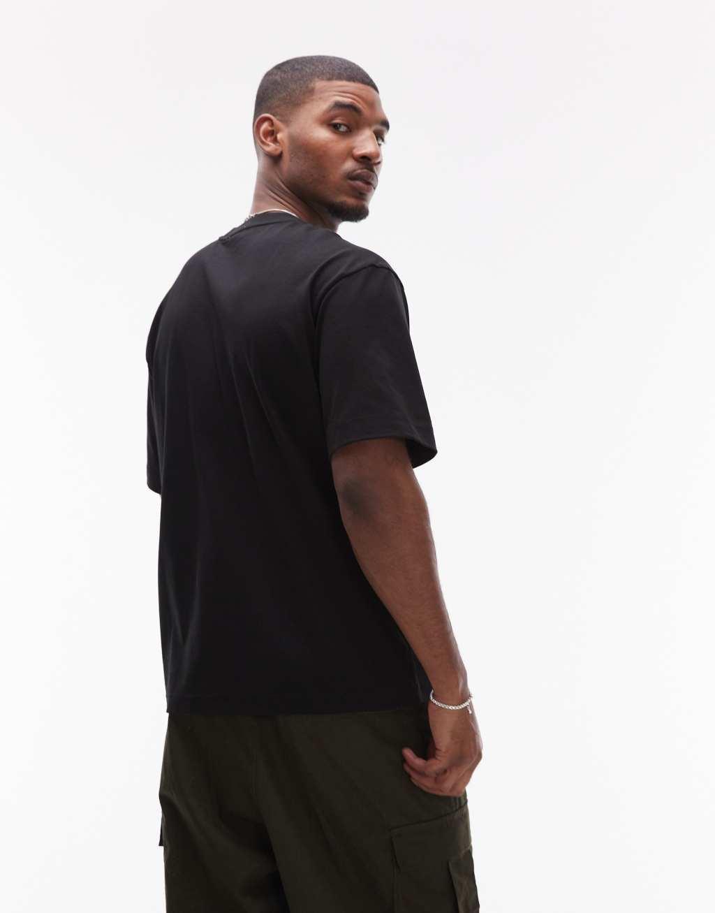 Lacoste oversized t-shirt in black with large logo embroidery Product Image