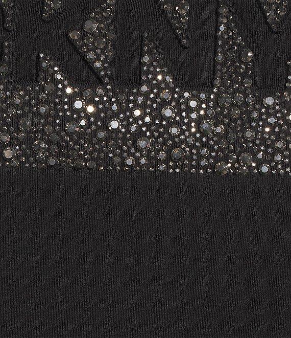 DKNY by Donna Karan Cotton Blend Crew Neck Short Sleeve Studded Graphic Tee Product Image