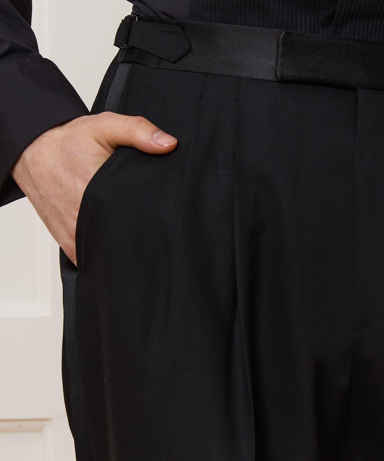 Italian Double-Breasted Tuxedo Jacket in Black Product Image
