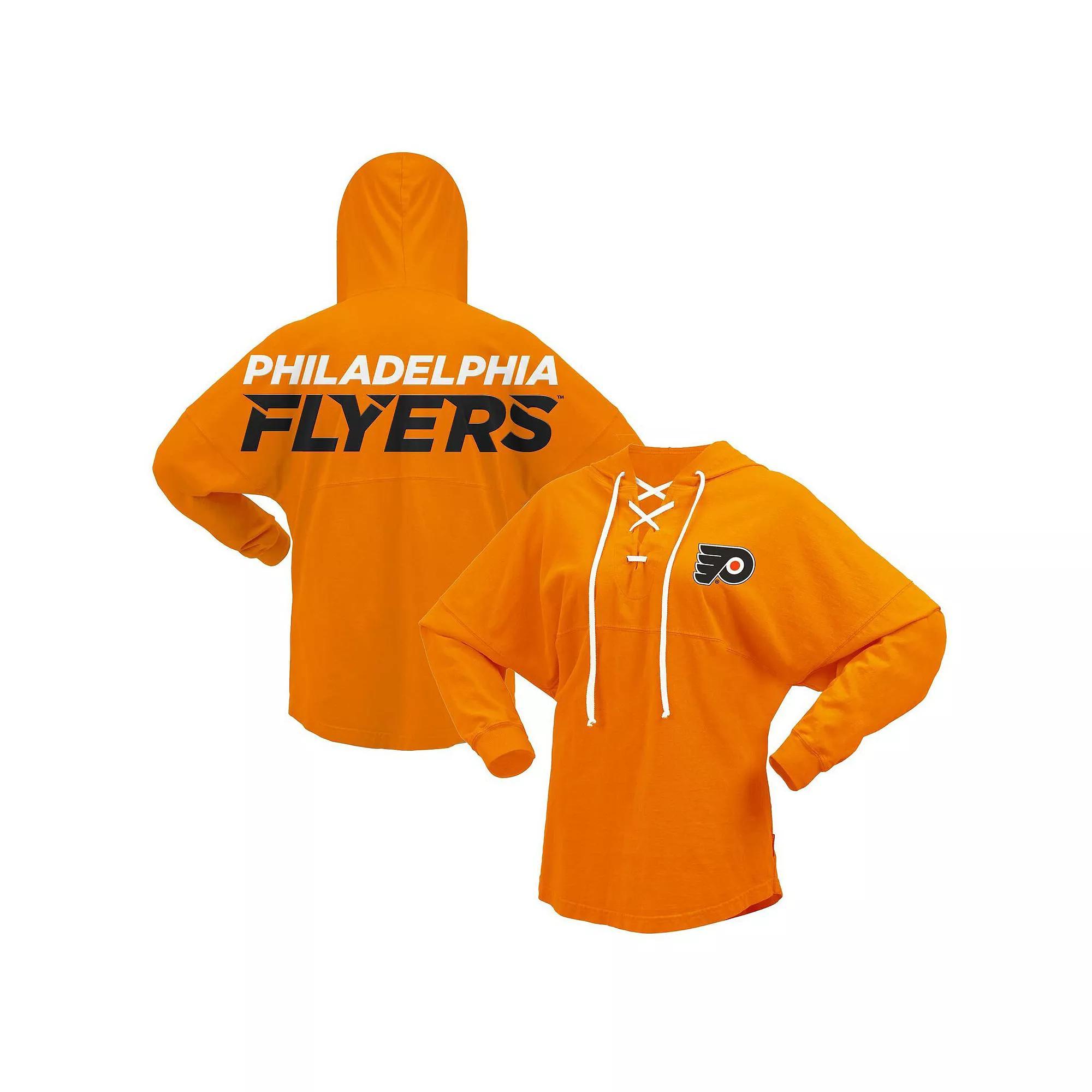 Women's Fanatics Branded Orange Philadelphia Flyers Jersey Lace-Up V-Neck Long Sleeve Hoodie T-Shirt, Size: 2XL, Fly Orange Product Image