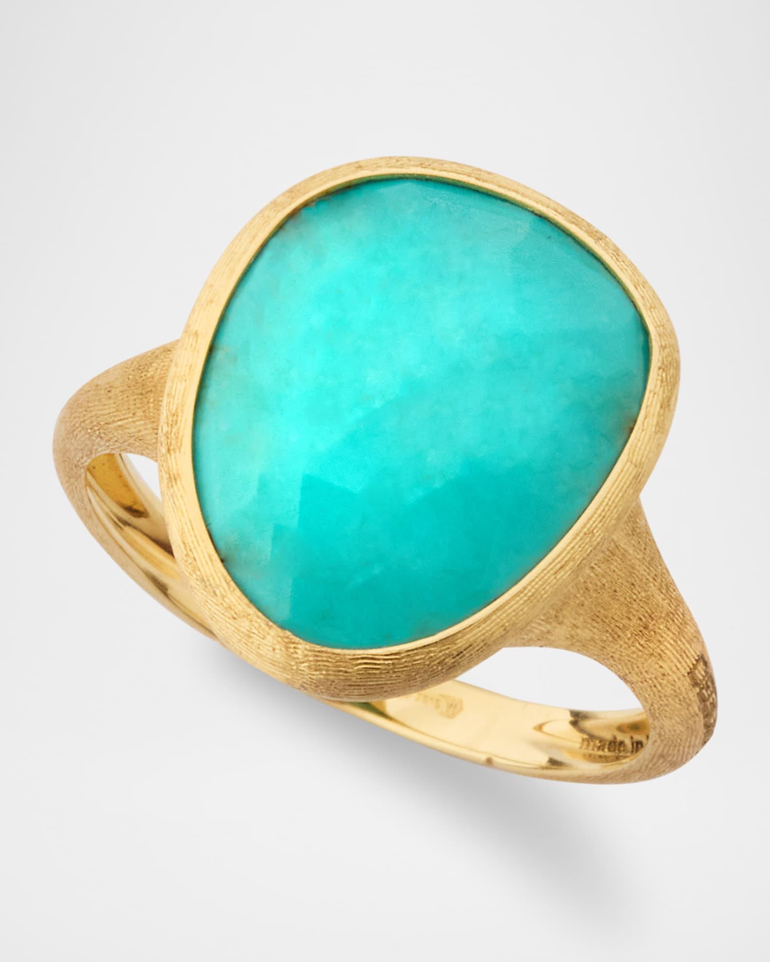 18K Lunaria Ring with Turquoise, Size 7 Product Image