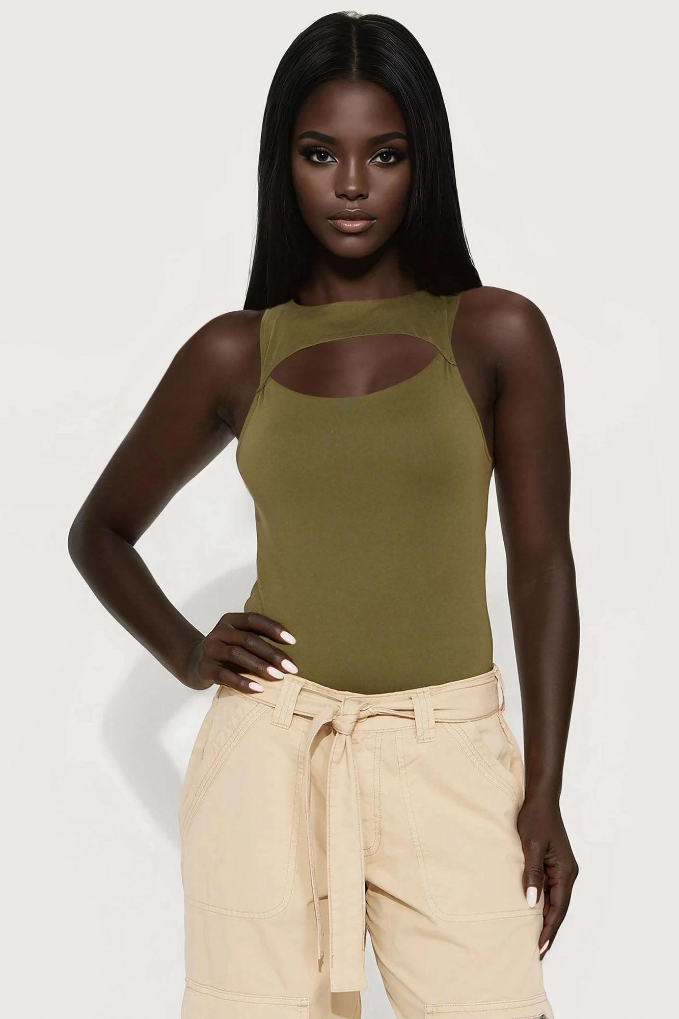 Eli Cut Out Bodysuit - Olive Product Image