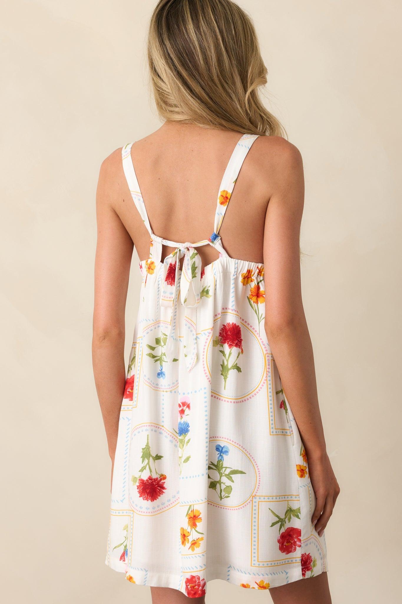 It Comes Easy To Me Ivory Floral Patchwork Mini Dress Product Image