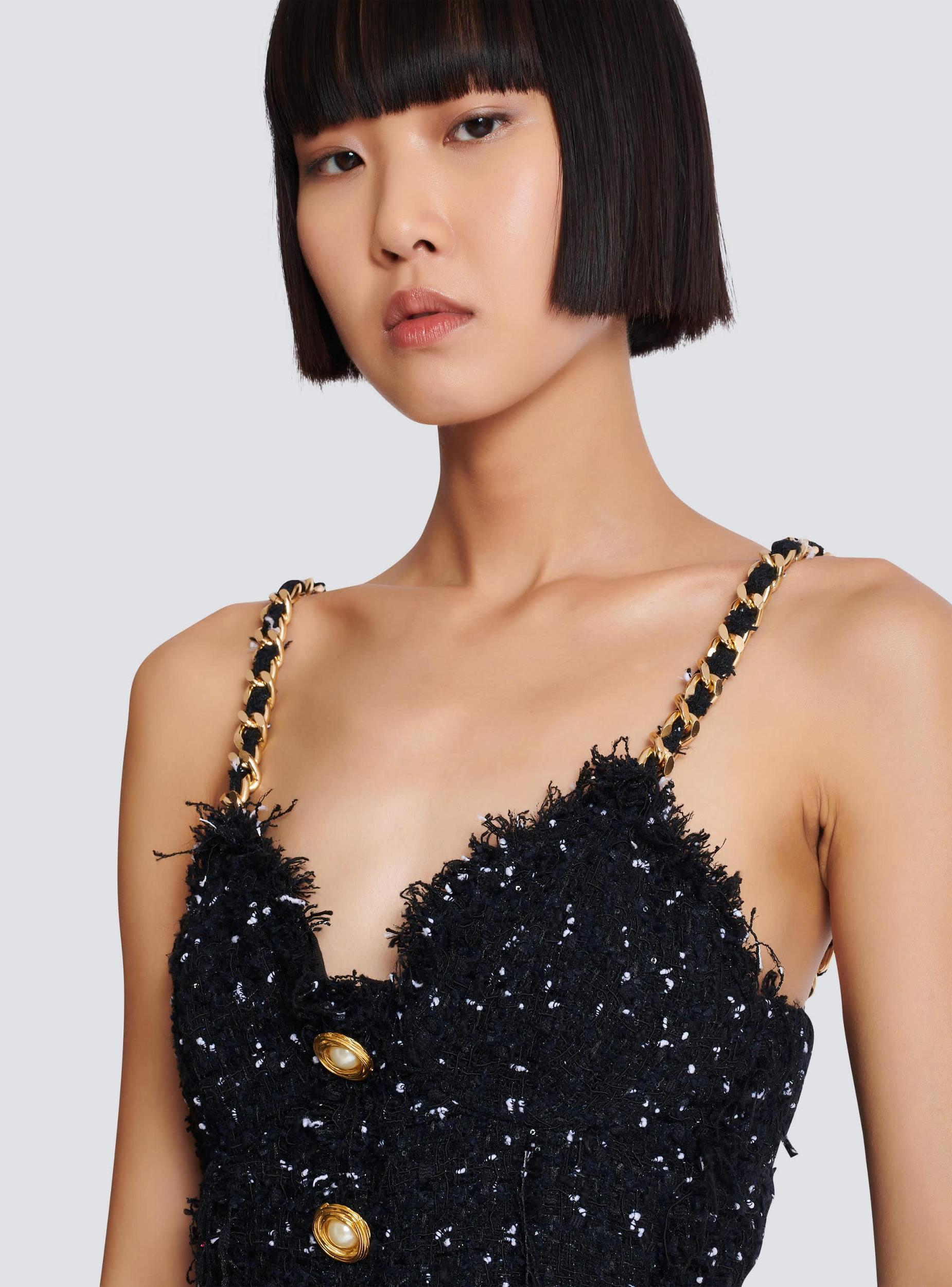 Strappy polka-dot tweed dress Product Image
