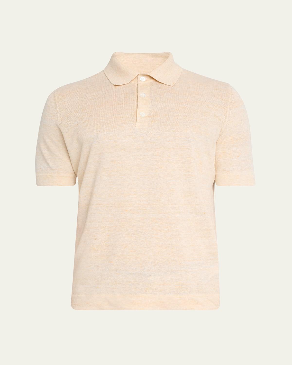 Mens Linen and Cotton Polo Shirt Product Image