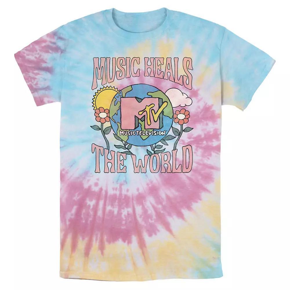 Mens MTV Music Heals The World Tie Dye Graphic Tee Product Image