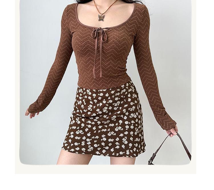 High Rise Floral Print Mini A-Line Skirt Product Image
